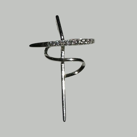 💋 4 FOR $50 / LOVELY MODERNIST 925SS CROSS PENDANT  (NEW) - Picture 1 of 5